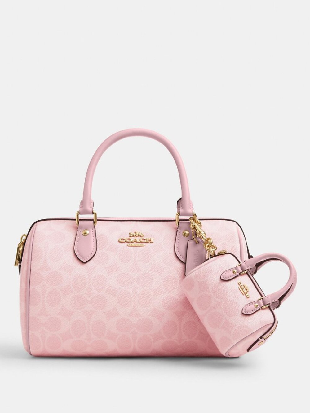NWT-Coach Outlet Mini Rowan Bag Charm In Signature Canvas - Picture 3 of 7